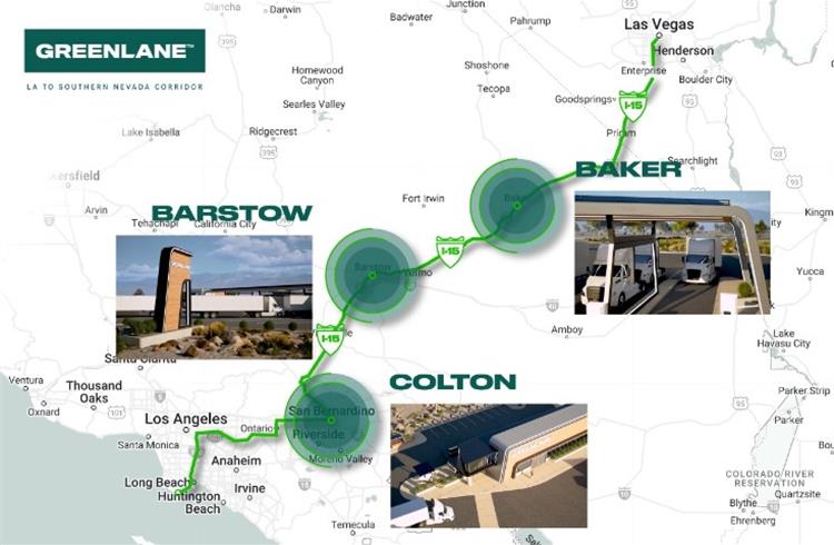 Daimler Truck’s Greenlane JV opens LA to Las Vegas corridor of commercial EV charging stations