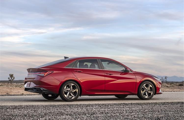 To transform the 2021 Elantra into its new four-door-coupe look, Hyundai engineers and designers had to make it longer, lower, and wider compared to the sixth-generation model.