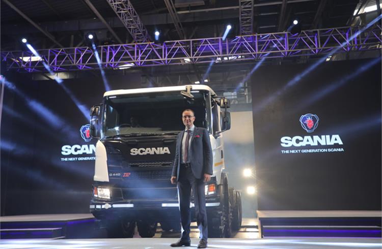 Petr Novotny, MD, Scania India launches the Next Truck Generation truck at the Kolar plant in Karnataka.