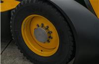 GKN makes tractor wheels for JCB but a regular Fastrac usually uses bigger ones than this. These are machined and welded to far tighter tolerance than normal tractor wheels and the tyres need balance weights, too. Imagine the steering wheel shake otherwise.