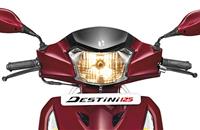 Destini 125's handlebar-mounted headlight is a conventional halogen unit and not LED-powered. 