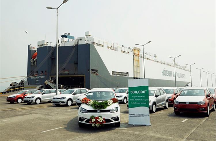 The milestone vehicle is a white-coloured, left-hand-drive Volkswagen Vento sedan and part of a shipment of 982 cars being shipped to Mexico from the port of Mumbai.