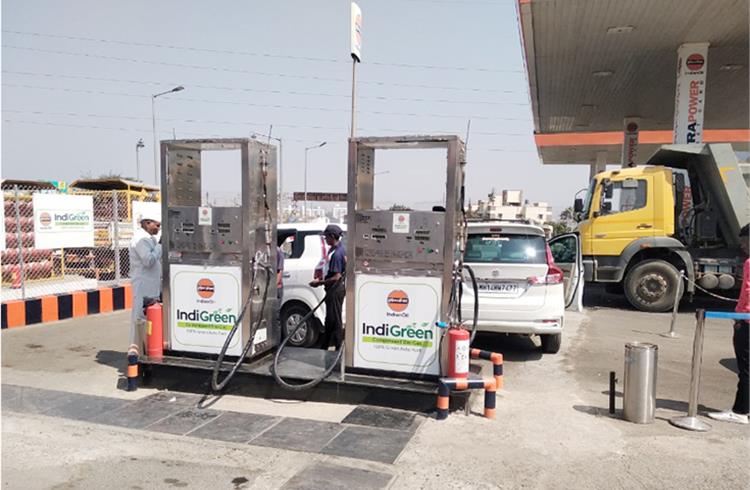 Indian Oil retail outlet at Talegaon Dabhade in Pune is one of the first fuel stations in the country selling CBG. Indian Oil has initiated the sale of CBG since September 2019 as 'IndiGreen'.