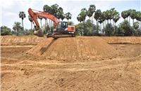 Dredging and desilting work is underway at the Oragadam lake.