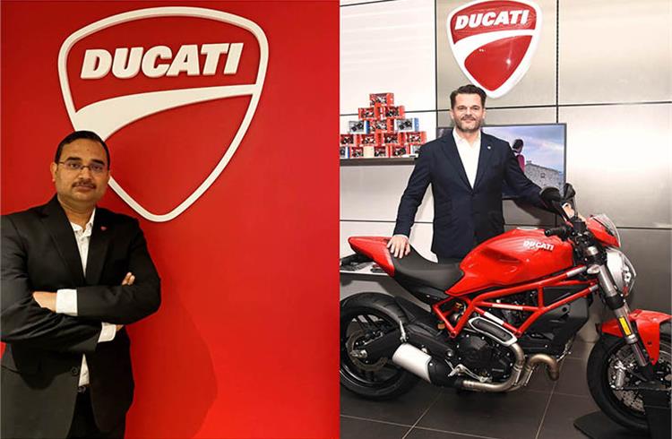 L-R: Bipul Chandra appointed as the new managing director of Ducati India, outgoing MD, Sergi Canovas moves to an international role. 