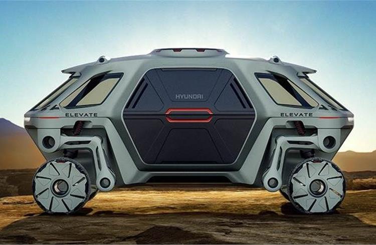 The Elevate sits atop a modular EV platform, which allows for the easy installation of different body shells. Each wheel is independently powered, and this, alongside a 15-foot track width, allows the vehicle to move with a “mammalian and reptilian” walking gait.