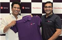 Sachin Tendulkae with Niraj Singh, founder and CEO of Spinny, the used car platform.