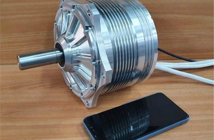 The electric motor is based on a new patented topology christened TSRF (Trapezoidal Stator Radial Flux).