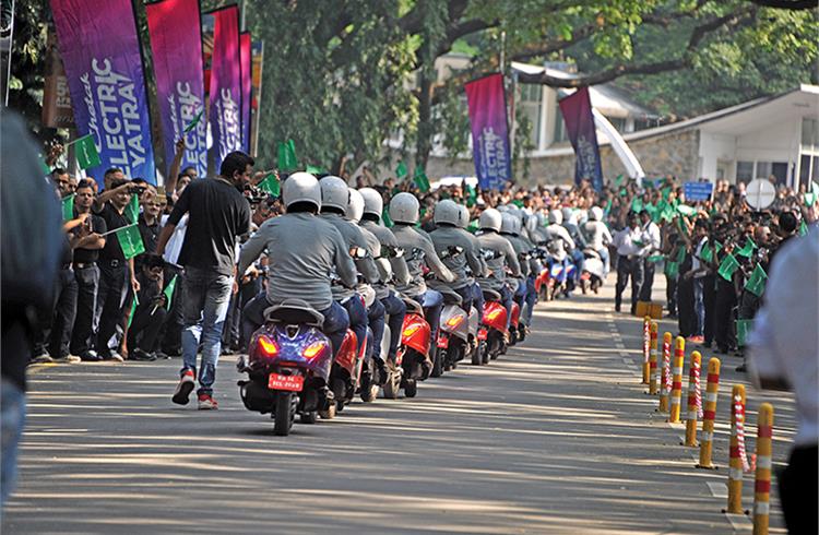 The ‘Chetak Electric Yatra’, flagged off on October 16 from New Delhi, saw 20 intrepid riders  traverse through North and Western India, travelling around 3,000km across diverse terrain.
