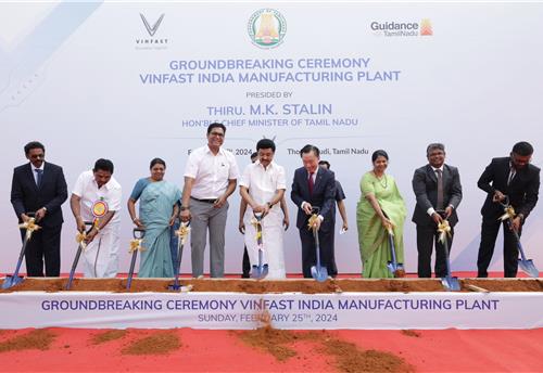 VinFast breaks ground on its EV plant in Tamil Nadu 50 days after MoU signing