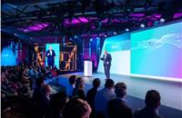 Stefan Hartung, chairman of the Bosch board of management, gives the opening keynote at Bosch Connected World 2024 in Berlin