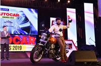 Siddhartha Lal, managing director and CEO, Eicher Motors with the Bike of the Year 2019 – the Royal Enfield Interceptor 2019.