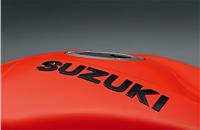 Strong Suzuki logo decal on the fuel tank.