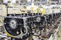 Hyundai puts together the engine and transmission from scratch at the engine shop.