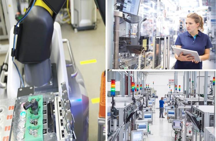 The Bosch portfolio ranges from software packages for manufacturing and logistics, to robots that make and deliver parts, to workplace assistance systems.