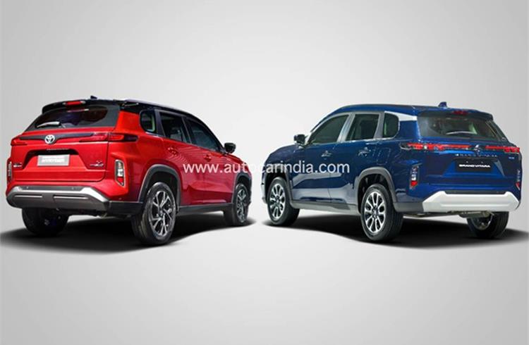The Grand Vitara (right) and Hyryder (left) are more similar at the rear than the front