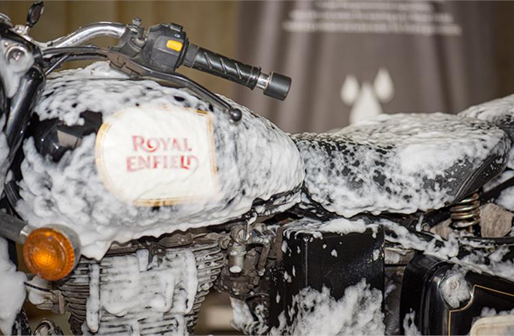 Royal Enfield gives its bikes the dry wash treatment in parched Chennai