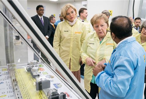 German Chancellor Angela Merkel visits Continental India’s ABS plant in Manesar