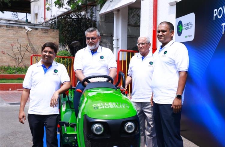 (L-R) Cellestial E-Mobility founders Siddarth Durairajan, CEO; Syed Mubasheer Ali, partner; Vinod Moudgil, director and Midhun Kumar, director manufacturing.