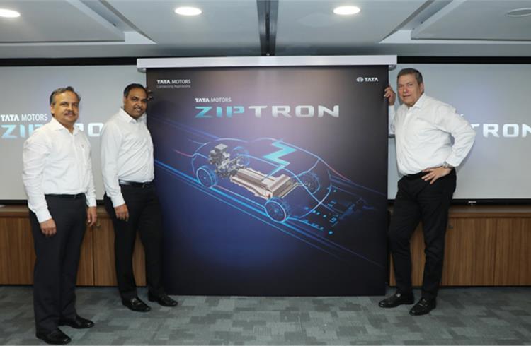 R-L: Guenter Butschek, CEO & MD, Tata Motors; Shailesh Chandra, President - Electric Mobility Business & Corporate Strategy and Anand Kulkarni - Product Line Head – EVBU.
