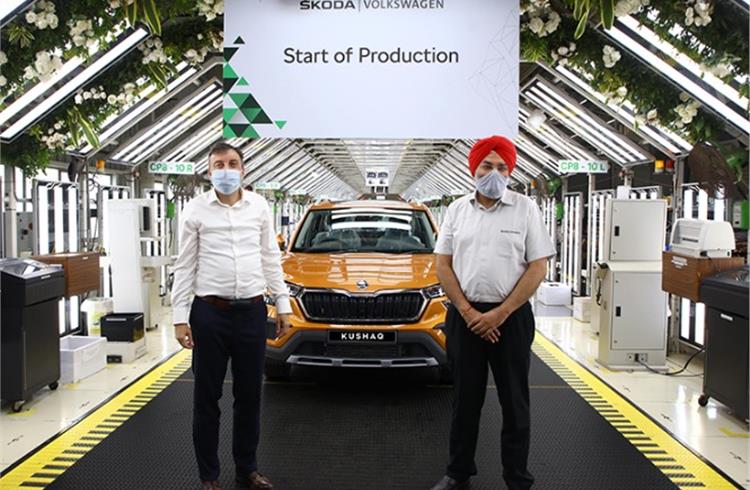 o	Gurpratap Boparai, MD, Skoda Auto Volkswagen India (right) and 
o	Mojmir Hajek, Executive Director, Technical Head Production and Logistics, SAVWIPL, at the Kushaq rollout.