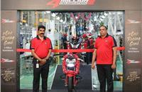 Right: Meghashyam Dighole, Head - (Marketing) Premium Motorcycles, TVS Motor Company, at the rollout of the TVS Apache four millionth motorcycle.