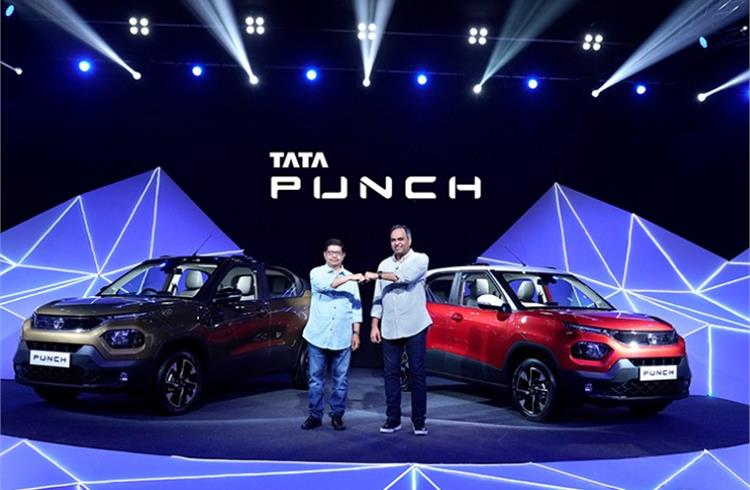 L-R: Rajendra Petkar, President and CTO, Tata Motors and Shailesh Chandra, President - PVBU, Tata Motors with the new Tata Punch micro-SUV.