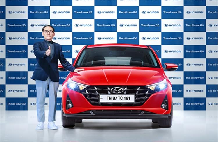 S S Kim, MD and CEO, Hyundai Motor India with the new third-generation i20.