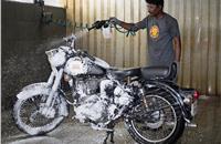 By employing a dry-wash operation at its 20 service centres in Chennai, Royal Enfield saves 18 lakh litres of water every month.