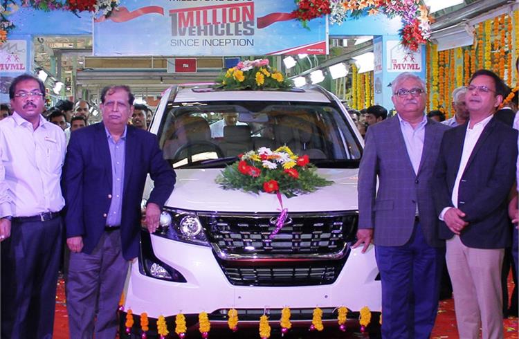 An XUV500 is the millionth vehicle to roll out of the Chakan, Pune plant, which was set up in March 2010.   