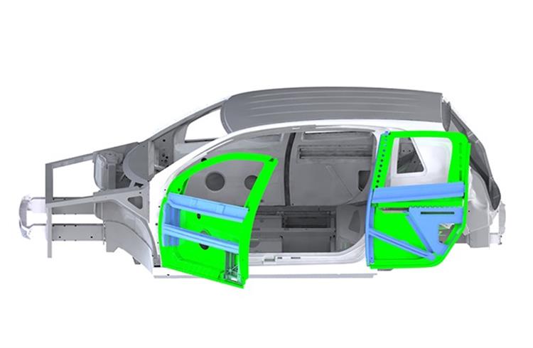 Benteler integrated B-pillar doors opened.