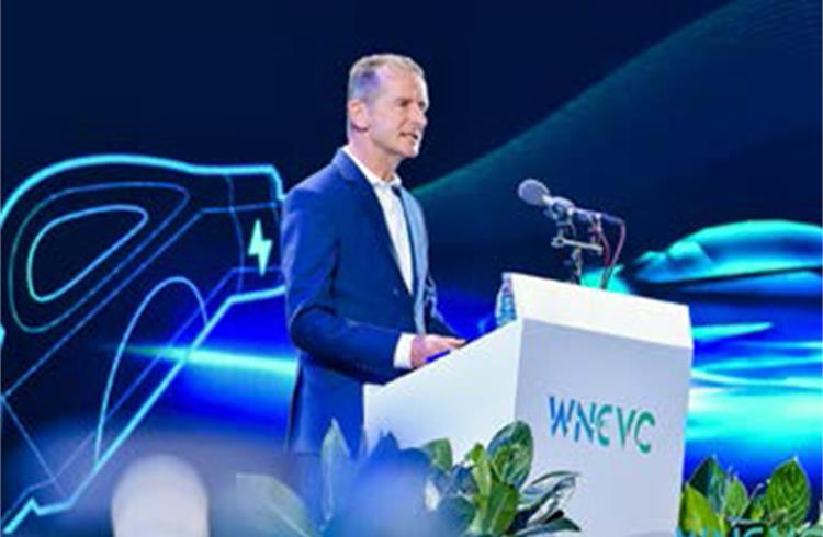 Dr Herbert Diess at the first World New Energy Vehicle Congress (WNEVC) in the southern Chinese city of Boao.