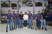 Tokyo Olympics medal-winning wrestler and Mobil India brand ambassador Bajrang Punia with the Mobil Care Care Elite team.