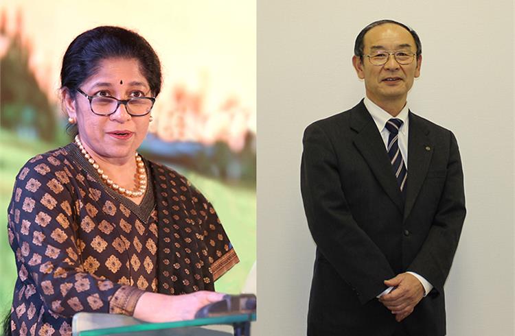 L-R: Mallika Srinivasan, chairman and CEO – TAFE and Kikuchi Akio, chairman of ISEKI