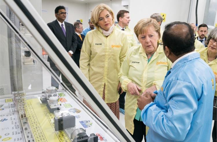 
Chancellor Dr Angela Merkel, together with a German delegation, visited Continental’s Manesar facility, near Gurugaon, on Saturday, November 2 at the end of her India visit. 
