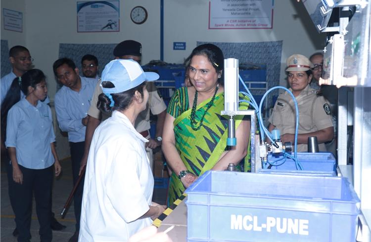 Sarika Minda, chairperson, Spark Minda Foundation, interacting with female jail inmates.