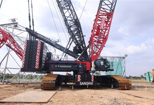 SANY India delivers 8 Units of SCC7500A, one of the biggest Crawler Cranes in India, to Sanghvi Movers 