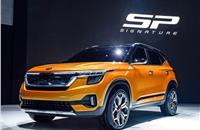 The Signature concept previews the near-production-spec Kia SP2i SUV, which is set to be launched in India later in 2019. 