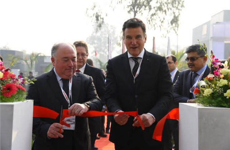 L-R: Jean Claude Fayat, president and CEO Fayat Group and Jorg Unger, president, Fayat Road Equipment Division inaugurating the new Pune Facility.