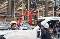 Tata Motors has adapted the assembly line with manipulators and lifts to suit average women height of around 5 feet to easily access difficult-to-reach places in the BIW.