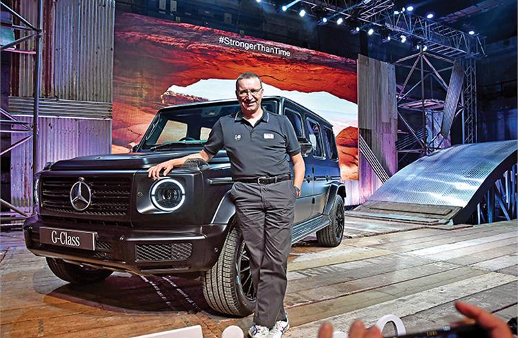 Martin Schwenk at the launch of  the G350 d in Mumbai on October 16. The butch SUV is powered by a 286hp, 3.0-litre diesel engine and costs Rs 1.5 crore. 