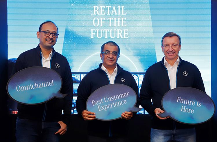 L-R: Santosh Iyer, Vice-President Sales and Marketing, Mercedes-Benz India; Mohan Mariwala, founder and MD, Auto Hanger India, and Martin Schwenk, MD and CEO, Mercedes-Benz India.