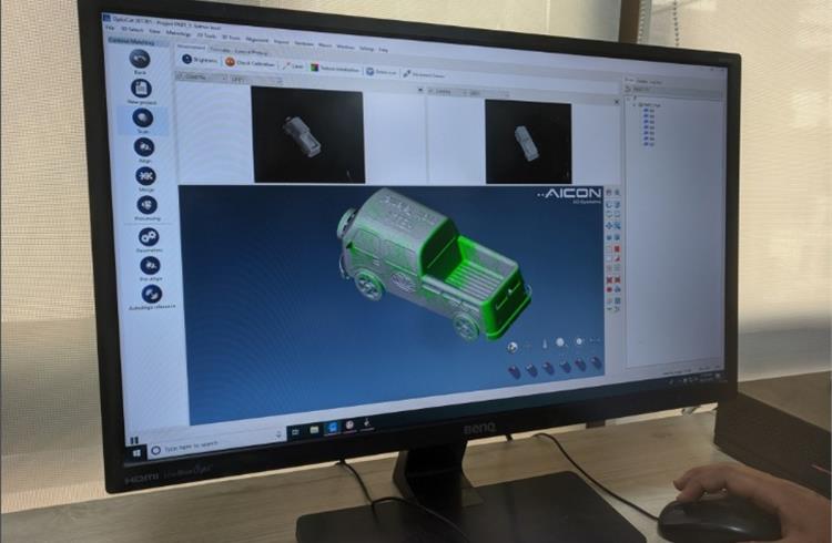 A 3D scan of a prototype imported into Catia 3D software.