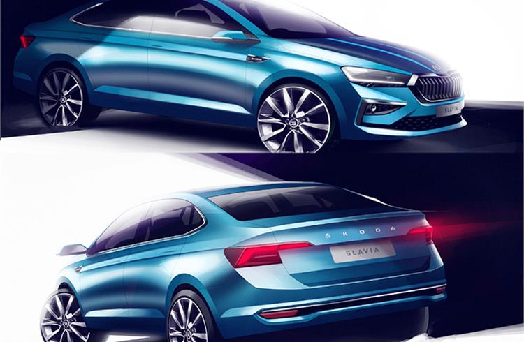 Skoda releases first sketches of new Slavia for India