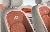 VW uses Seaqual yarn as a seat cover material. This is made from 10% collected marine debris and 90% recycled PES yarn.