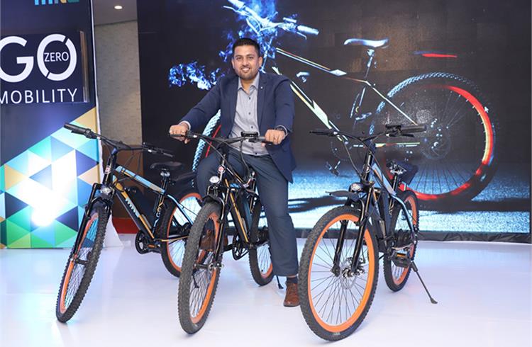 GoZero Mobility founder, Ankit kumar, at the launch of GoZero mobility's two products - One and Mile - in India