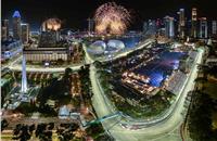 A view of the Singapore Grand Prix which is held at night. As the race is held on a street circuit, it can be properly illuminated during the evening. (Image: Singapore F1)