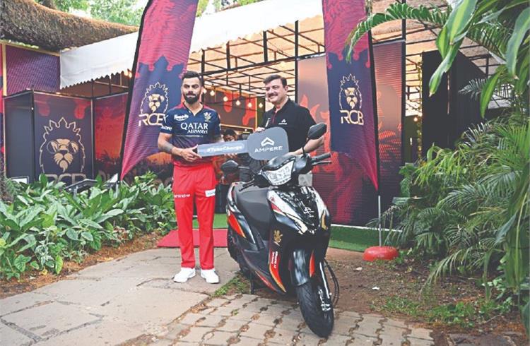 Cricketer Virat Kohli got an electric scooter for his performance during Royal Challengers Bangalore vs Mumbai Indians game.