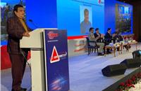 Transport Minister Nitin Gadkari at the FADA Auto Summit in New Delhi today.