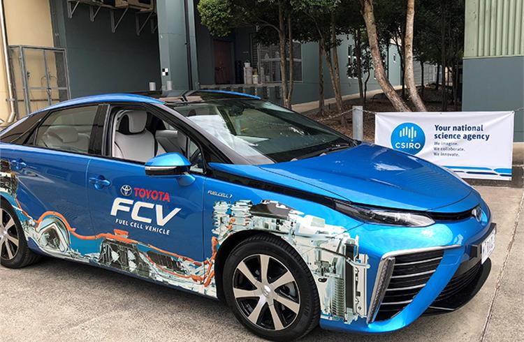 The Toyota Mirai fuel cell vehicle, ready to be fuelled with CSIRO-produced hydrogen